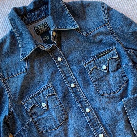 Lucky Brand Blue Denim Shirt with Snap Close - Picture 15 of 16